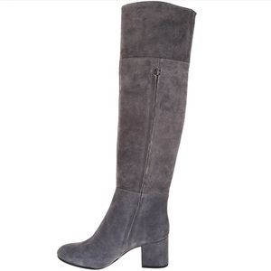 Clarks // Grey Suede Over the Knee Boots